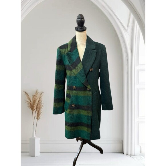 NVLT Plaid de Bouclé Double-Breasted Coat Medium Notch Lapel Lined Medium - Picture 5 of 11